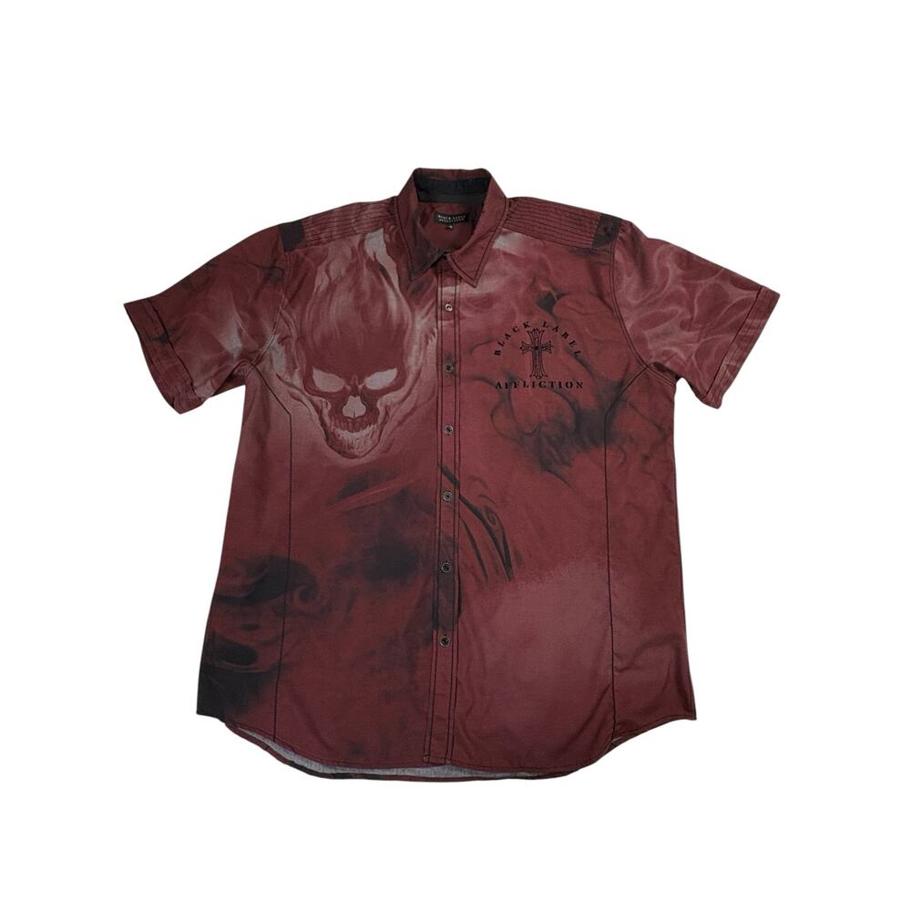 Vintage Affliction Black Label Short Sleeve Button Up Performance Shirt Mens 2XL